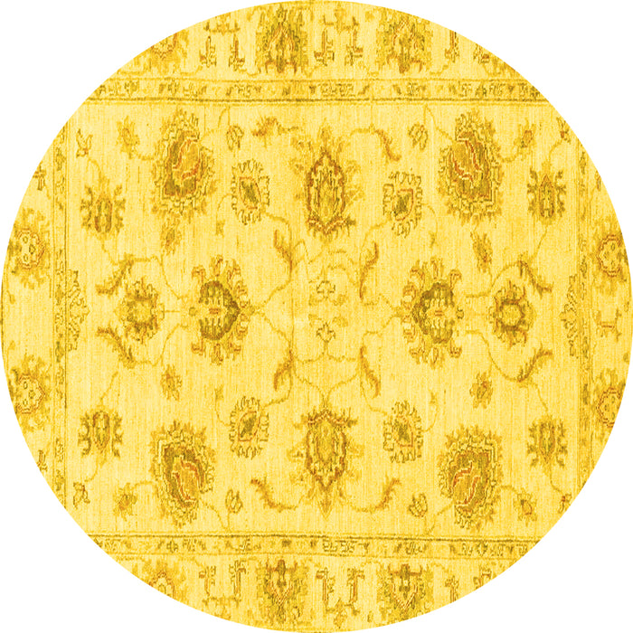 Round Oriental Yellow Traditional Rug, abs3917yw