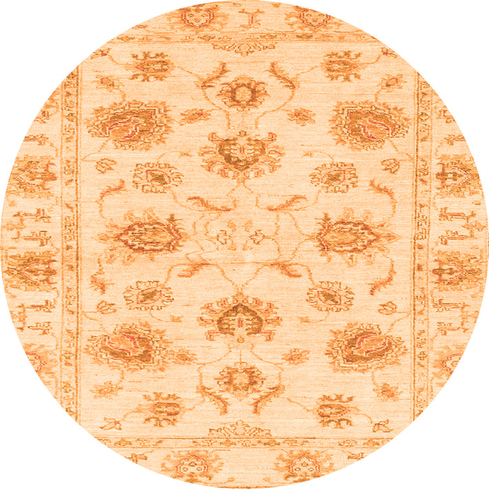 Round Machine Washable Oriental Orange Traditional Area Rugs, wshabs3917org