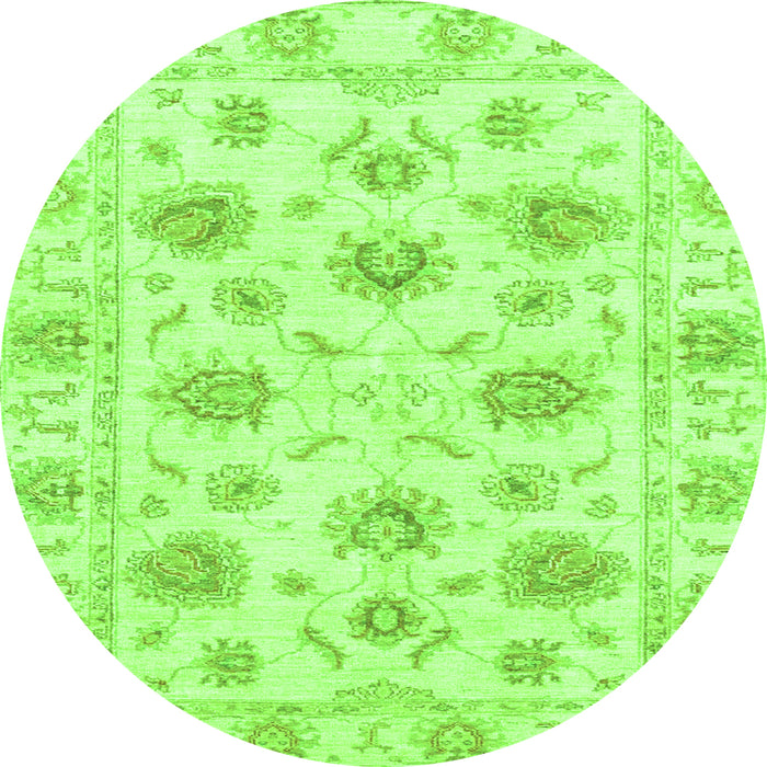 Round Machine Washable Oriental Green Traditional Area Rugs, wshabs3917grn