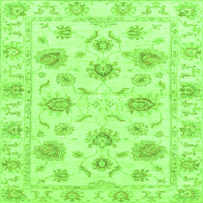 Square Machine Washable Oriental Green Traditional Area Rugs, wshabs3917grn