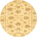 Round Abstract Chrome Gold Yellow Oriental Rug, abs3917