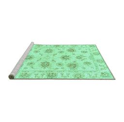 Sideview of Machine Washable Oriental Turquoise Traditional Area Rugs, wshabs3917turq