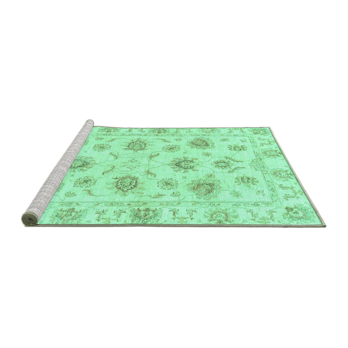 Sideview of Machine Washable Oriental Turquoise Traditional Area Rugs, wshabs3917turq