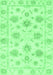 Machine Washable Oriental Emerald Green Traditional Area Rugs, wshabs3918emgrn