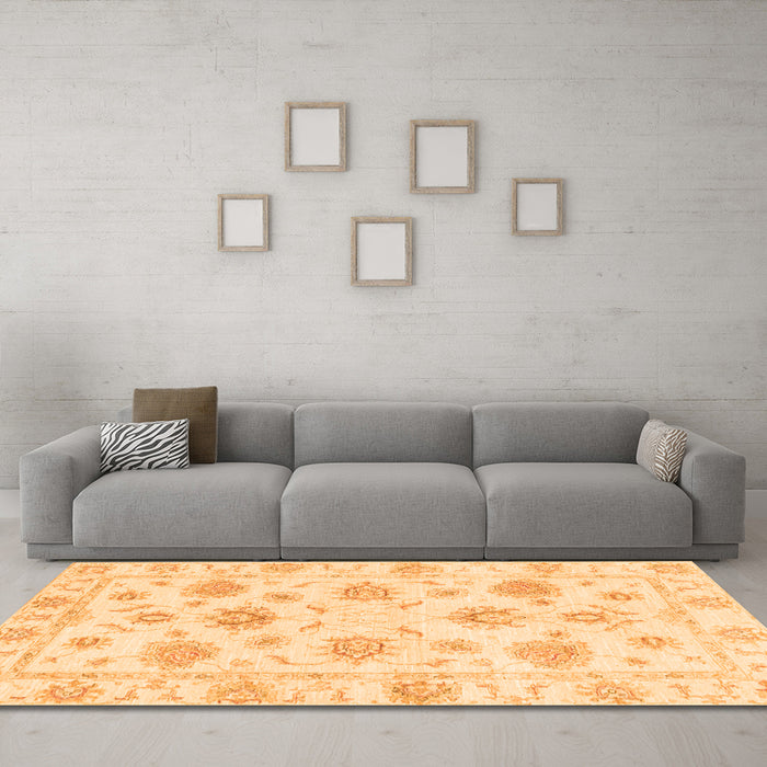 Machine Washable Oriental Orange Traditional Area Rugs in a Living Room, wshabs3918org