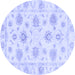 Round Oriental Blue Traditional Rug, abs3918blu