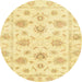 Round Machine Washable Abstract Mustard Yellow Rug, wshabs3918