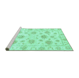 Sideview of Machine Washable Oriental Turquoise Traditional Area Rugs, wshabs3918turq