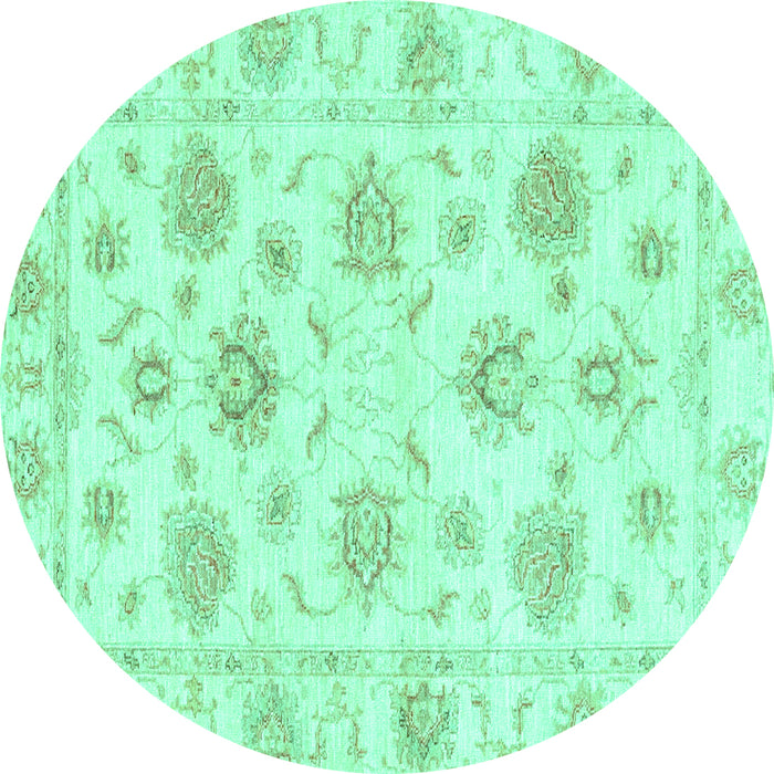 Round Machine Washable Oriental Turquoise Traditional Area Rugs, wshabs3918turq