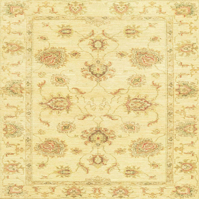 Square Machine Washable Abstract Mustard Yellow Rug, wshabs3918