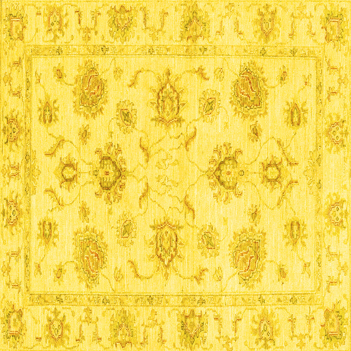 Square Machine Washable Oriental Yellow Traditional Rug, wshabs3918yw