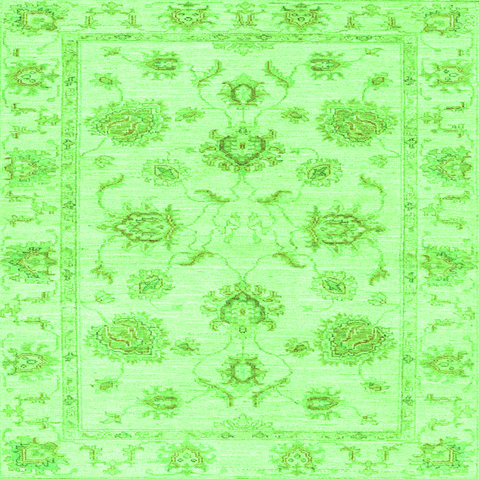 Square Machine Washable Oriental Green Traditional Area Rugs, wshabs3918grn