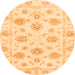 Round Machine Washable Oriental Orange Traditional Area Rugs, wshabs3918org