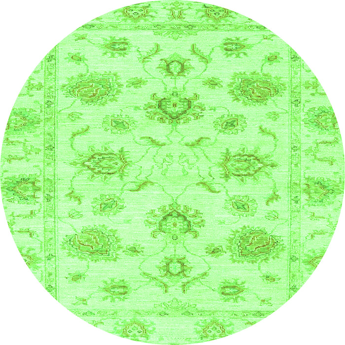 Round Machine Washable Oriental Green Traditional Area Rugs, wshabs3918grn