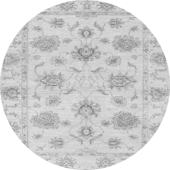 Round Machine Washable Oriental Gray Traditional Rug, wshabs3918gry