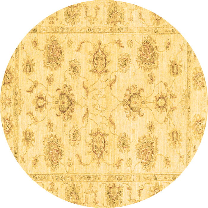 Round Oriental Brown Traditional Rug, abs3918brn