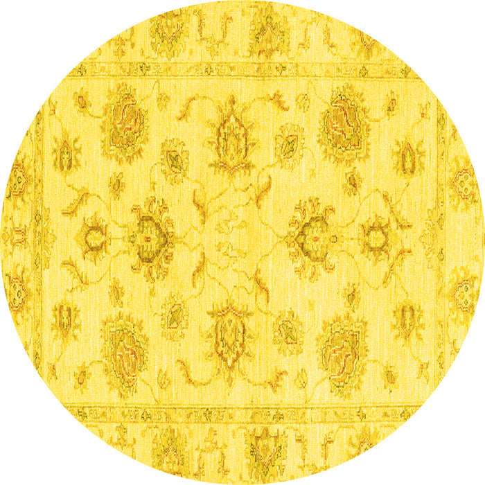Round Oriental Yellow Traditional Rug, abs3918yw