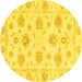 Round Oriental Yellow Traditional Rug, abs3918yw