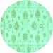 Round Oriental Turquoise Traditional Rug, abs3918turq