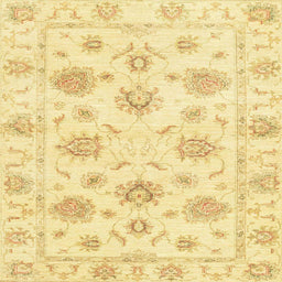 Square Abstract Mustard Yellow Oriental Rug, abs3918