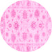 Round Oriental Pink Traditional Rug, abs3918pnk