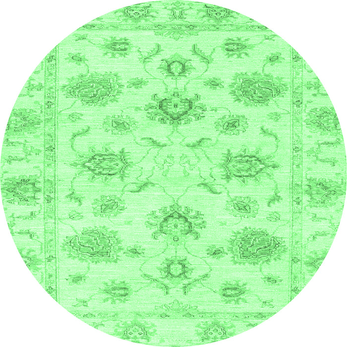 Round Oriental Emerald Green Traditional Rug, abs3918emgrn