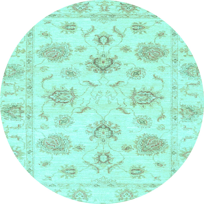 Round Oriental Light Blue Traditional Rug, abs3918lblu
