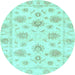 Round Oriental Light Blue Traditional Rug, abs3918lblu