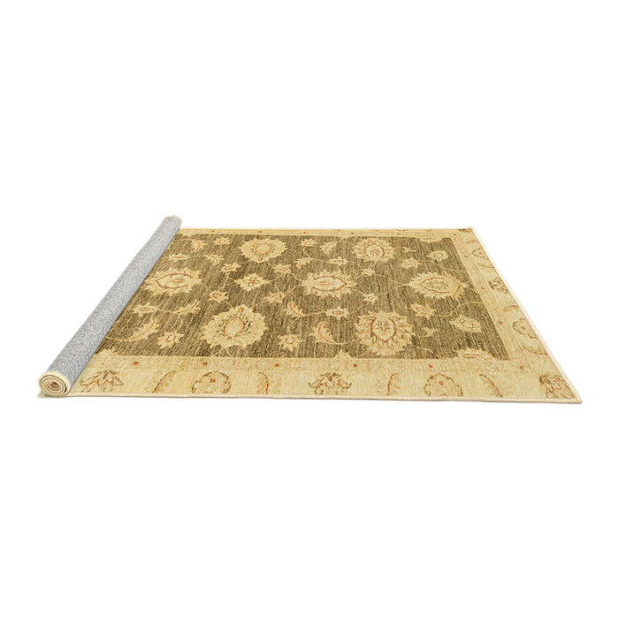 Sideview of Machine Washable Abstract Yellow Rug, wshabs3919