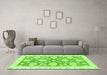 Machine Washable Oriental Green Traditional Area Rugs in a Living Room,, wshabs3919grn