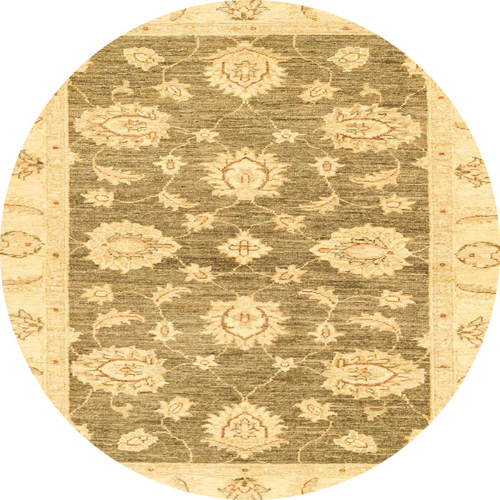Round Machine Washable Abstract Yellow Rug, wshabs3919