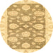 Round Machine Washable Abstract Yellow Rug, wshabs3919