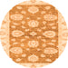 Round Machine Washable Oriental Orange Traditional Area Rugs, wshabs3919org