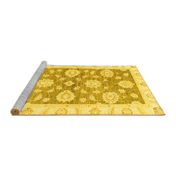Sideview of Machine Washable Oriental Yellow Traditional Rug, wshabs3919yw