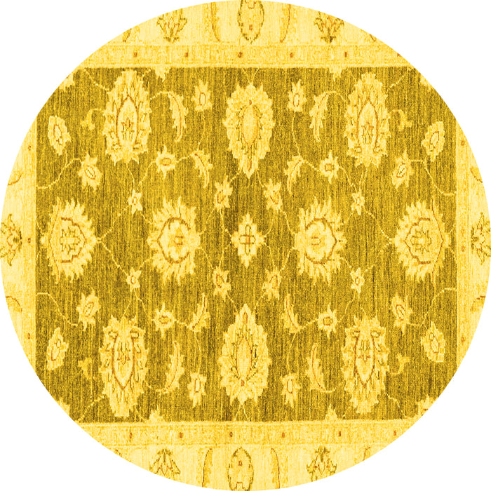 Round Oriental Yellow Traditional Rug, abs3919yw