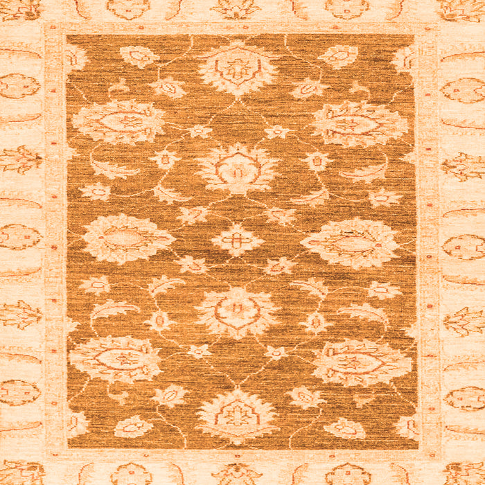 Square Machine Washable Oriental Orange Traditional Area Rugs, wshabs3919org