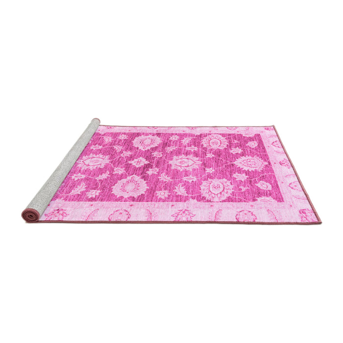 Sideview of Machine Washable Oriental Pink Traditional Rug, wshabs3919pnk