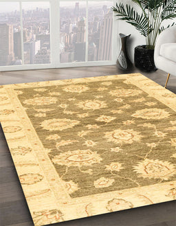 Machine Washable Abstract Yellow Rug in a Family Room, wshabs3919