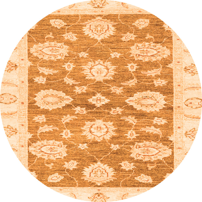 Round Oriental Orange Traditional Rug, abs3919org