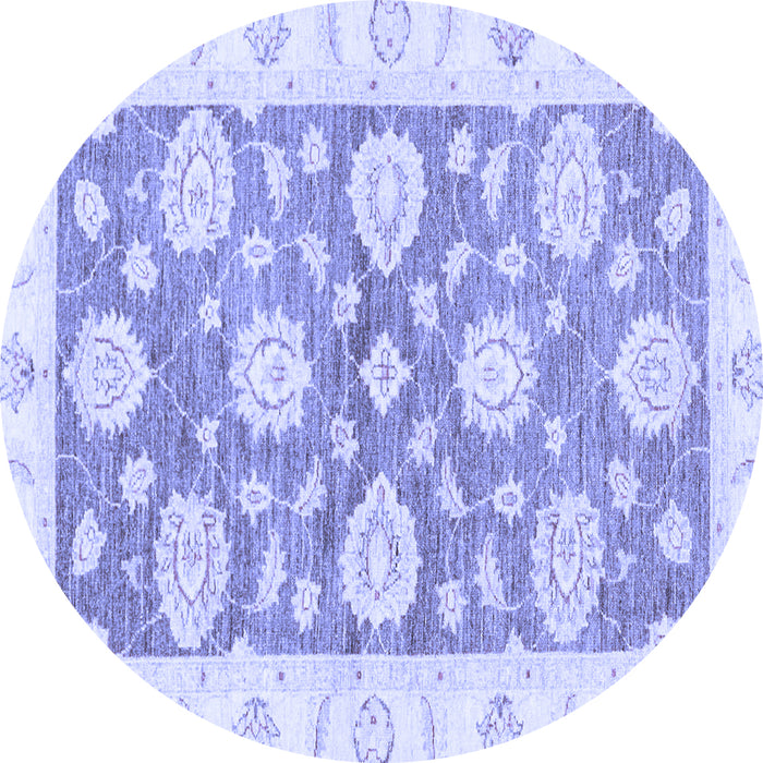 Round Machine Washable Oriental Blue Traditional Rug, wshabs3919blu