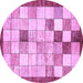 Round Machine Washable Checkered Purple Modern Area Rugs, wshabs391pur