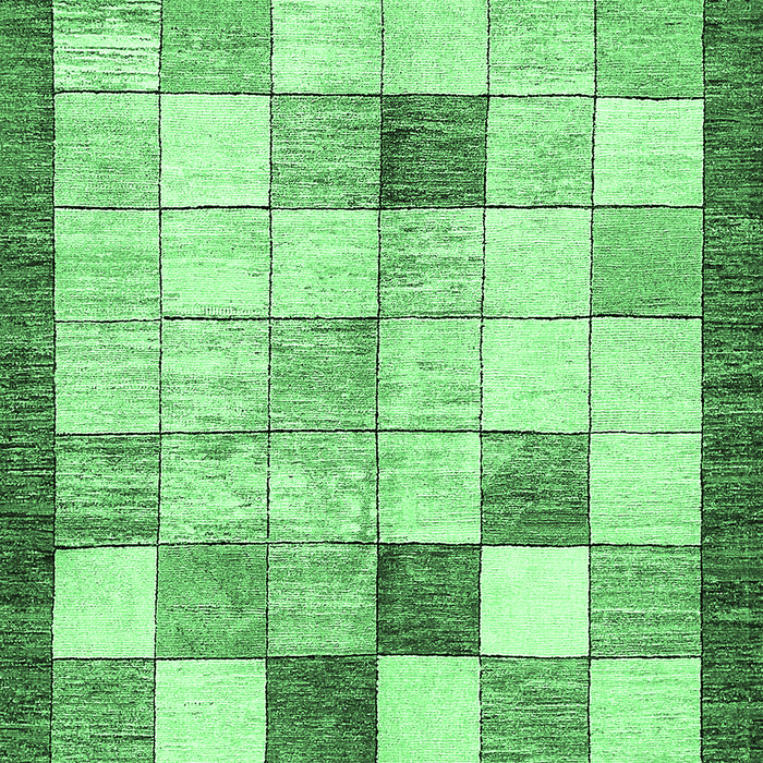 Machine Washable Checkered Emerald Green Modern Area Rugs, wshabs391emgrn