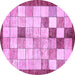 Round Checkered Purple Modern Rug, abs391pur