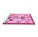 Sideview of Machine Washable Checkered Pink Modern Rug, wshabs391pnk