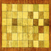 Square Machine Washable Checkered Yellow Modern Rug, wshabs391yw