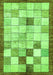 Machine Washable Checkered Green Modern Area Rugs, wshabs391grn