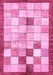 Machine Washable Checkered Pink Modern Rug, wshabs391pnk
