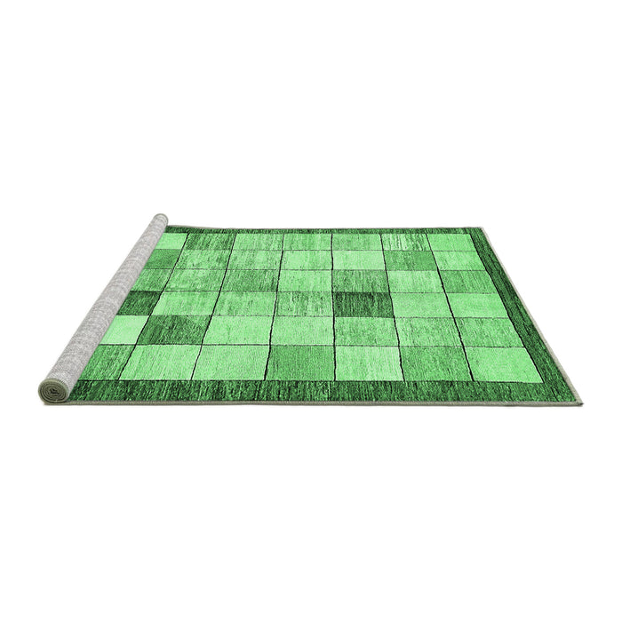 Sideview of Machine Washable Checkered Emerald Green Modern Area Rugs, wshabs391emgrn