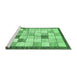 Sideview of Machine Washable Checkered Emerald Green Modern Area Rugs, wshabs391emgrn