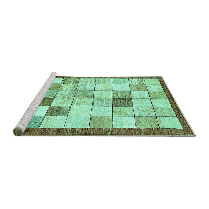 Sideview of Machine Washable Checkered Turquoise Modern Area Rugs, wshabs391turq